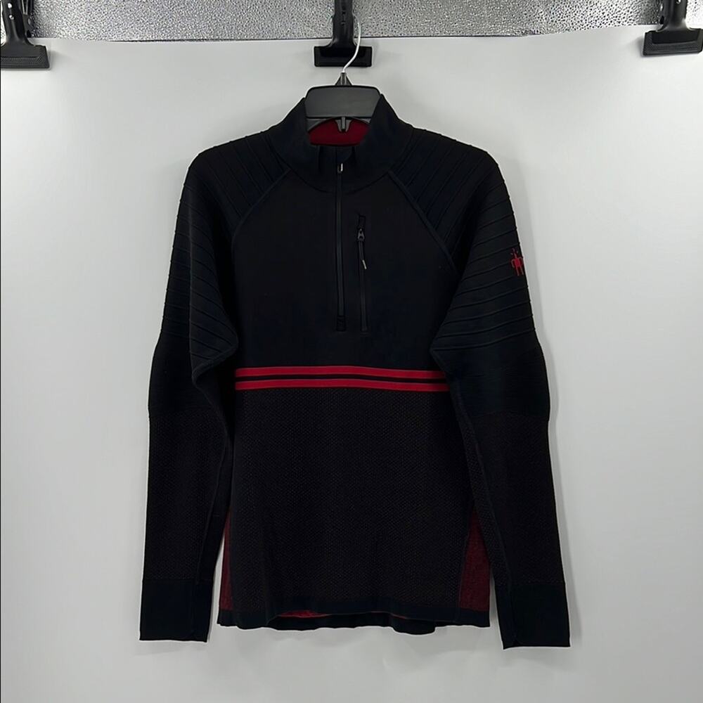 Smartwool Men's Intraknit Merino Tech 1/4 Zip Pullover - Black/Red - Small